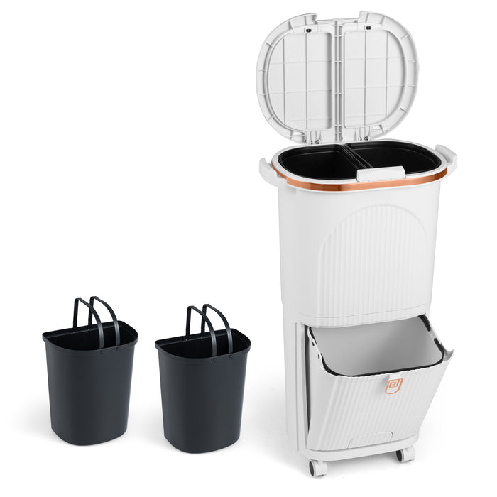38L Kitchen Trash Can Sorting Garbage Bin with Lids 2 Detachable Buckets-