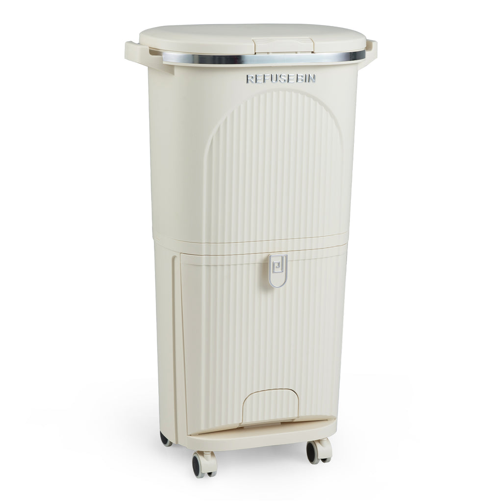 38L Kitchen Trash Can Sorting Garbage Bin with Lid 2 Detachable Buckets-