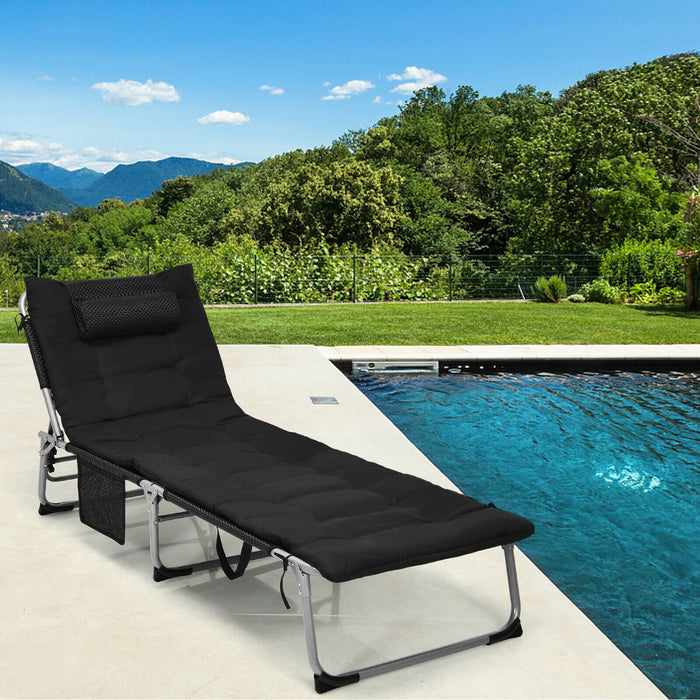 Adjustable Sun Lounger - Comfortable Mattress With Removable Pillow Feature - Ideal For Outdoor Relaxation and Sunbathing