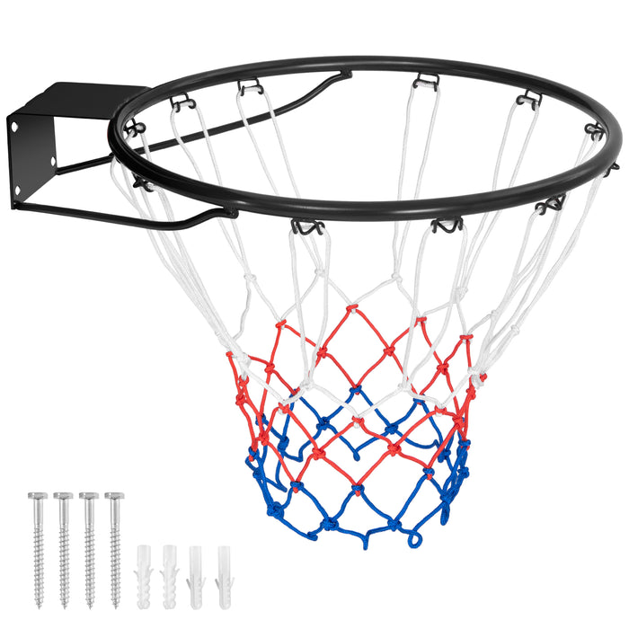 45/38 cm Heavy Duty Basketball Rim with All Weather Net and Mounting Hardware-Black-