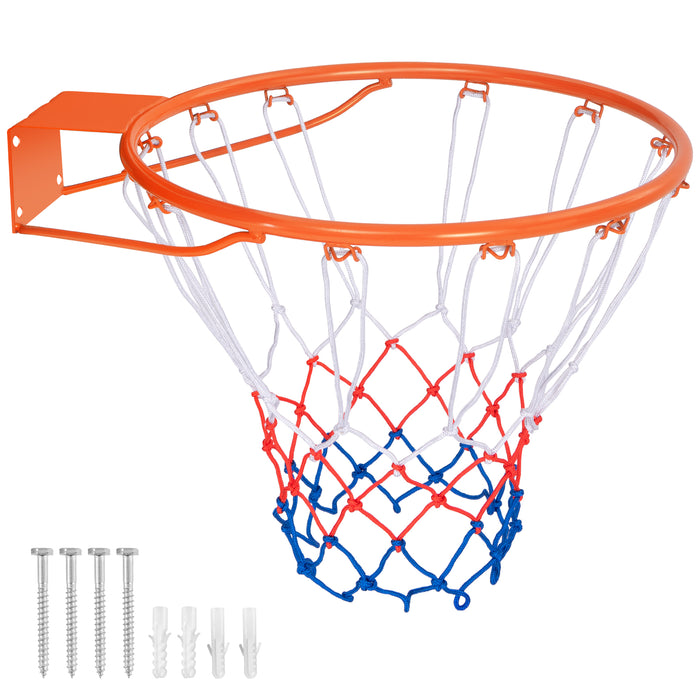 45/38 cm Heavy Duty Basketball Rim with All Weather Net and Mounting Hardware-Black-