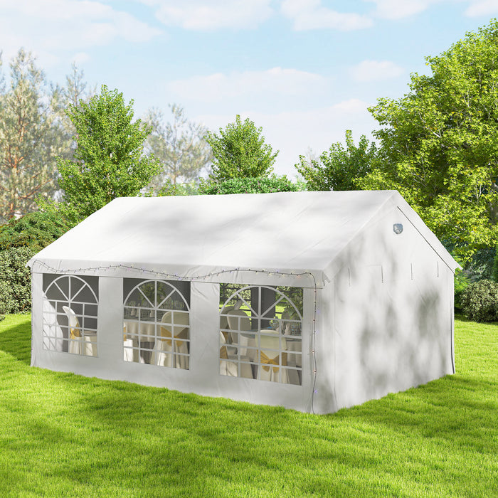 Outsunny 6 x 4 m Party Tent, Heavy Duty Gazebo Canopy with Windows, Outdoor Party Wedding Tent with 4 Removable Sidewalls
