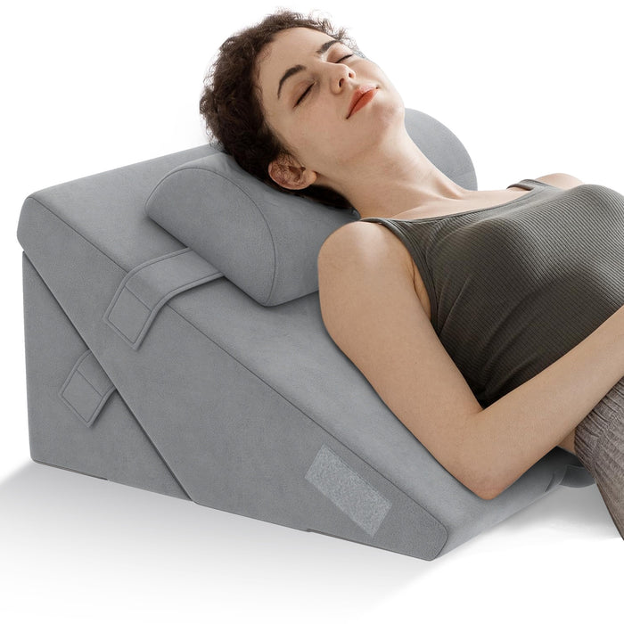 3 Pieces Bed Wedge Pillow Set Adjustable with Air Memory Foam-