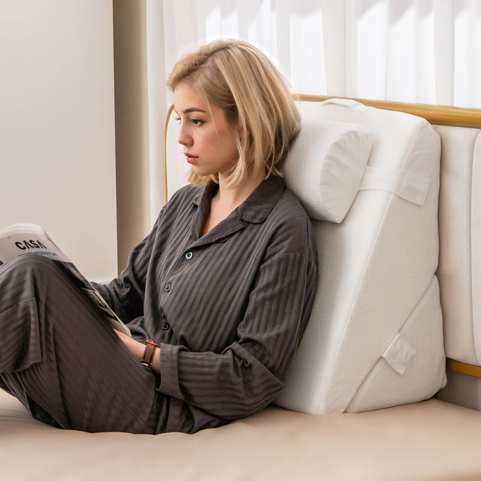 3 Pieces Bed Wedge Pillow Set Adjustable with Air Memory Foam-