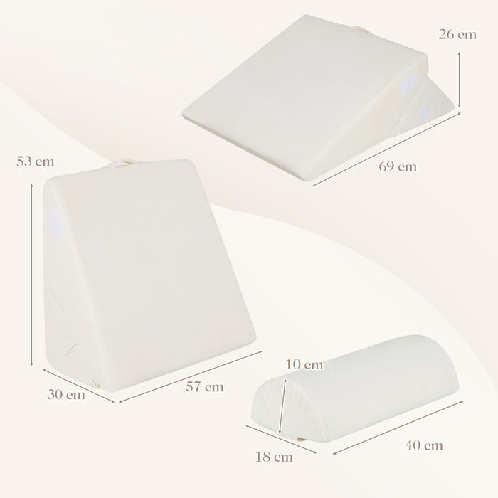 3 Pieces Bed Wedge Pillow Set Adjustable with Air Memory Foam-