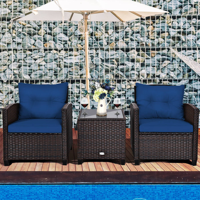 3 Piece Patio Rattan Set - Outdoor Furniture for Porch, Balcony, Garden, and Yard - Ideal for Entertaining and Relaxing in Outdoor Spaces
