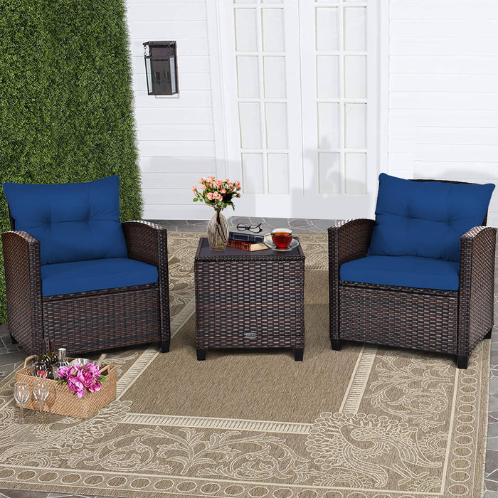 3 Piece Patio Rattan Set - Outdoor Furniture for Porch, Balcony, Garden, and Yard - Ideal for Entertaining and Relaxing in Outdoor Spaces