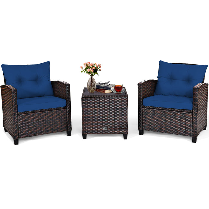3 Piece Patio Rattan Set - Outdoor Furniture for Porch, Balcony, Garden, and Yard - Ideal for Entertaining and Relaxing in Outdoor Spaces