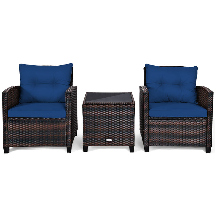 3 Piece Patio Rattan Set - Outdoor Furniture for Porch, Balcony, Garden, and Yard - Ideal for Entertaining and Relaxing in Outdoor Spaces