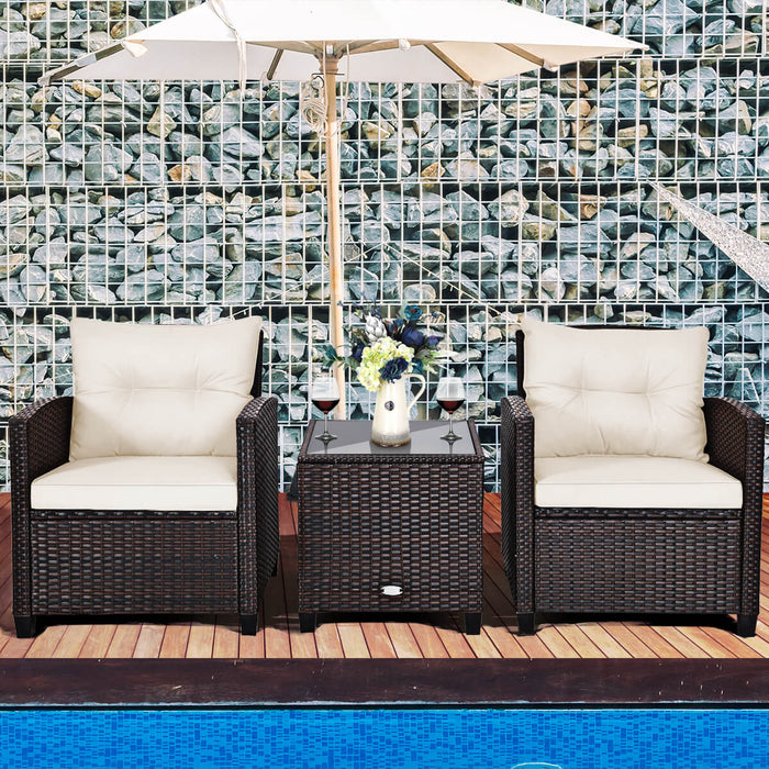 3 Piece Patio Rattan Set - Outdoor Furniture for Porch, Balcony, Garden, and Yard - Ideal for Entertaining and Relaxing in Outdoor Spaces