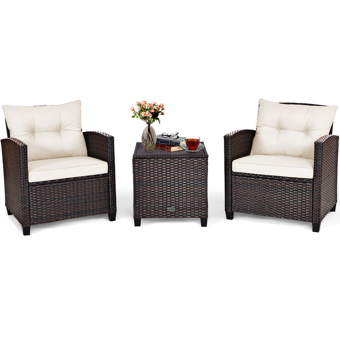 3 Piece Patio Rattan Set - Outdoor Furniture for Porch, Balcony, Garden, and Yard - Ideal for Entertaining and Relaxing in Outdoor Spaces