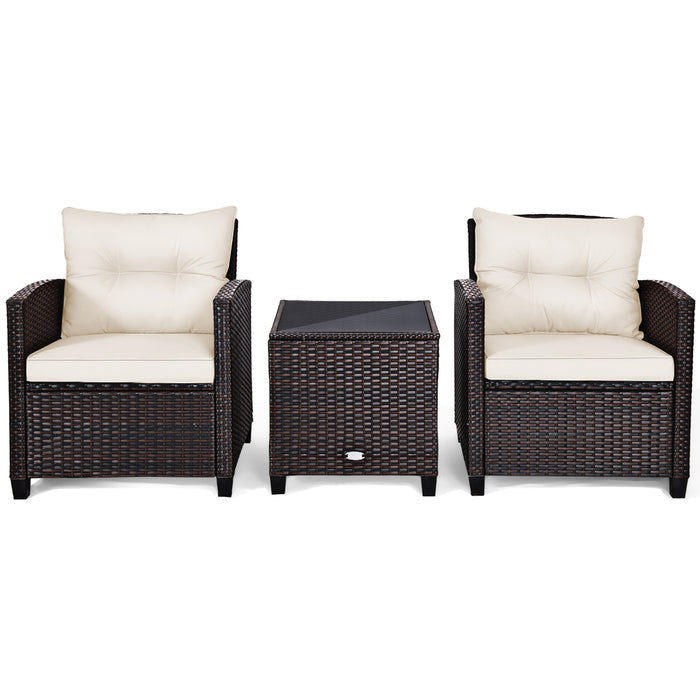 3 Piece Patio Rattan Set - Outdoor Furniture for Porch, Balcony, Garden, and Yard - Ideal for Entertaining and Relaxing in Outdoor Spaces