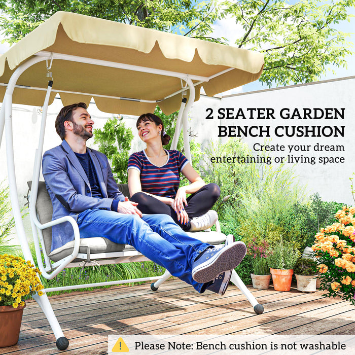 Outsunny 2 Seater Bench Pad, Garden Chair Cushion with Back and Ties for Indoor and Outdoor Use, 98 x 100 cm, Light Grey