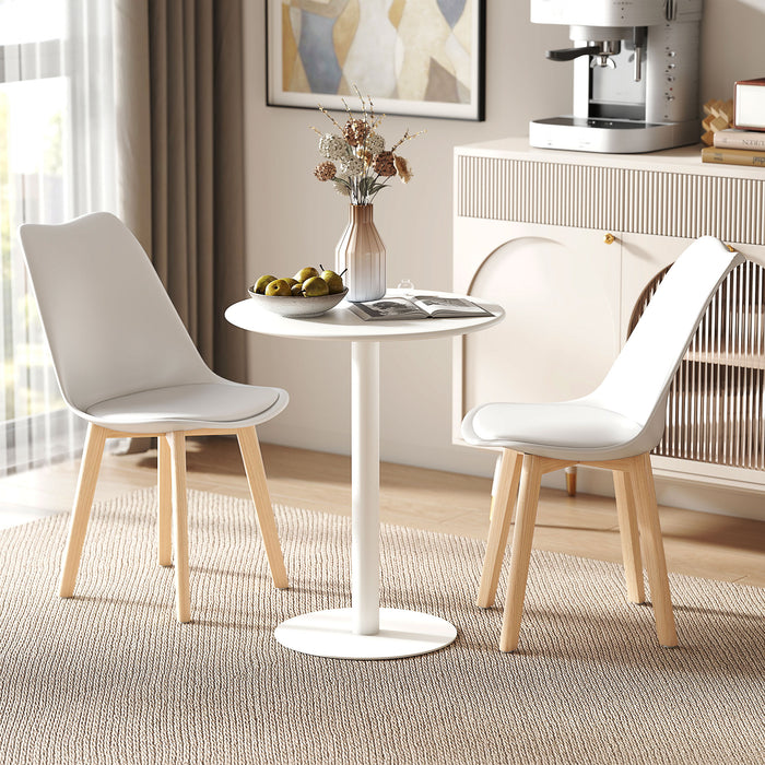 HOMCOM Dining Table, Round Kitchen Table with Steel Base for Living Room, Dining Room, 60 x 60 x 72cm, White