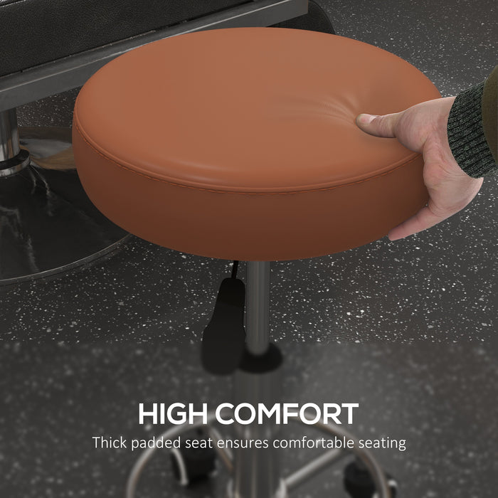 PU Leather Rolling Stool - Height Adjustable, Wheeled Chair for Salon, Spa & Massage - Comfortable Seating for Professionals