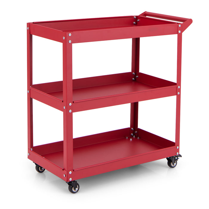 3-Tier Rolling Tool Cart with 4 Universal Wheels with 2 Brakes-Black