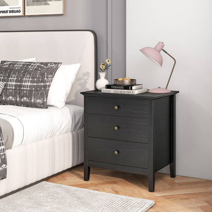 Wooden Nightstand with 3 Drawers - Storage Friendly Furniture with Wood Finish - Ideal for Bedroom Space Optimization