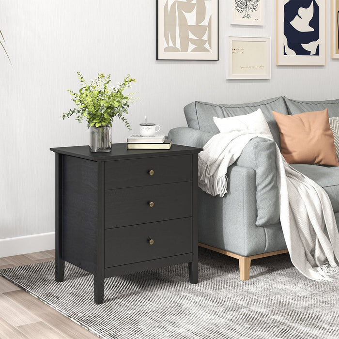 Wooden Nightstand with 3 Drawers - Storage Friendly Furniture with Wood Finish - Ideal for Bedroom Space Optimization