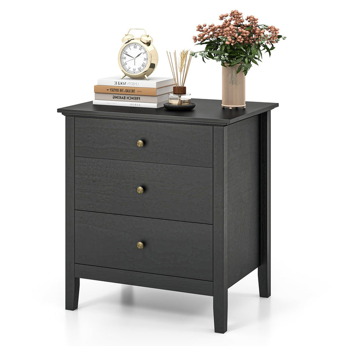 Wooden Nightstand with 3 Drawers - Storage Friendly Furniture with Wood Finish - Ideal for Bedroom Space Optimization