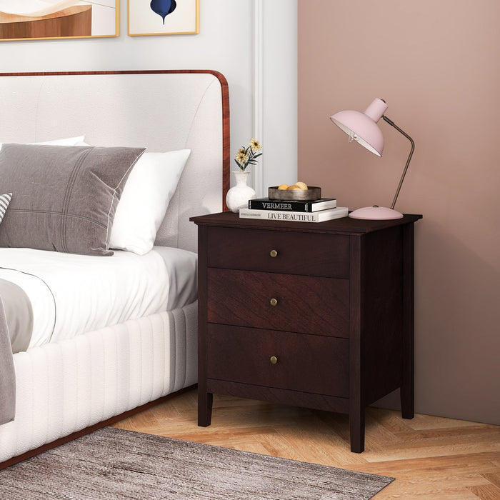 Wooden Nightstand with 3 Drawers - Storage Friendly Furniture with Wood Finish - Ideal for Bedroom Space Optimization