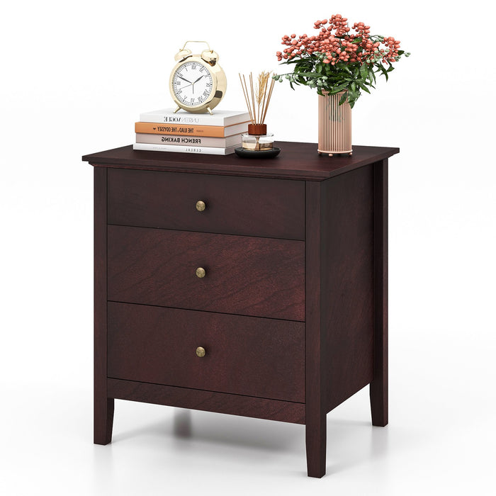 Wooden Nightstand with 3 Drawers - Storage Friendly Furniture with Wood Finish - Ideal for Bedroom Space Optimization