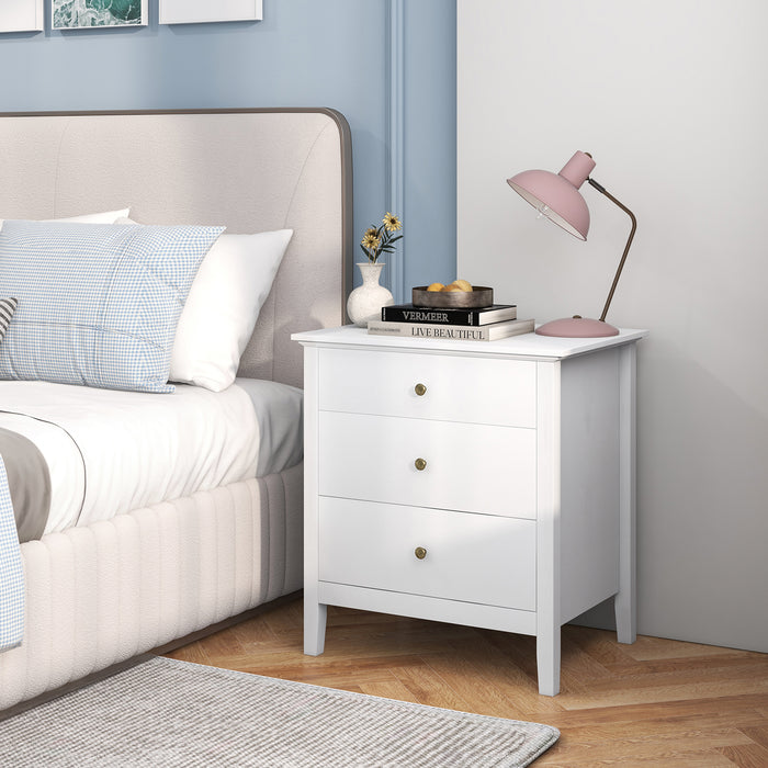 Wooden Nightstand with 3 Drawers - Storage Friendly Furniture with Wood Finish - Ideal for Bedroom Space Optimization