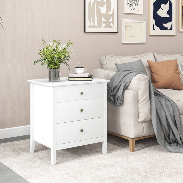 Wooden Nightstand with 3 Drawers - Storage Friendly Furniture with Wood Finish - Ideal for Bedroom Space Optimization