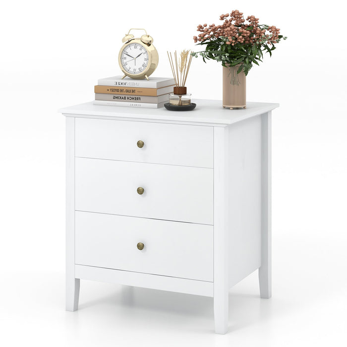 Wooden Nightstand with 3 Drawers - Storage Friendly Furniture with Wood Finish - Ideal for Bedroom Space Optimization