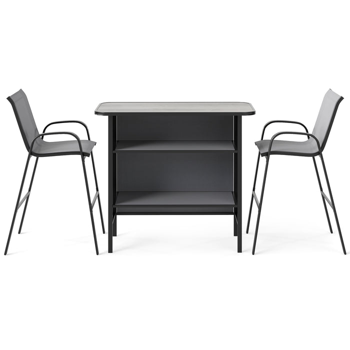 3 Piece Outdoor Bar Table and Chairs Set with Breathable Fabric-