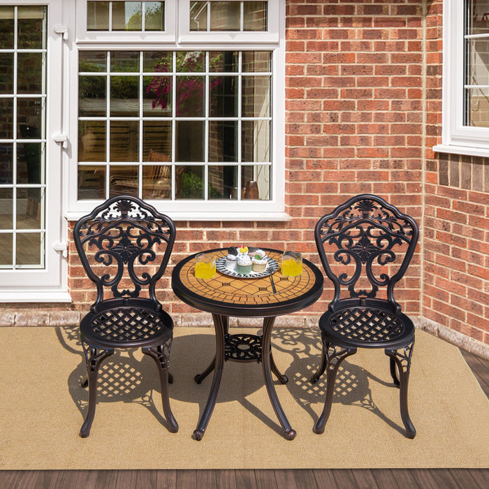 3 Pieces Patio Bistro Set for Porch Garden Poolside Backyard-