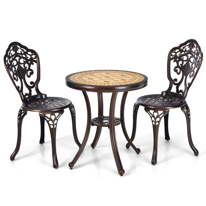 3 Pieces Patio Bistro Set for Porch Garden Poolside Backyard-