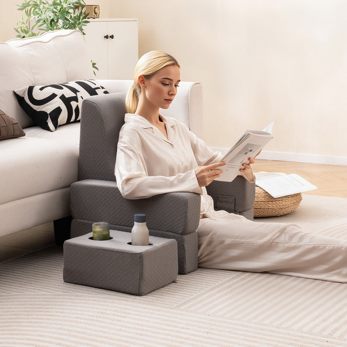 3-Piece Reading Pillow Set with Coaster Back Cushion and Storage Pocket-