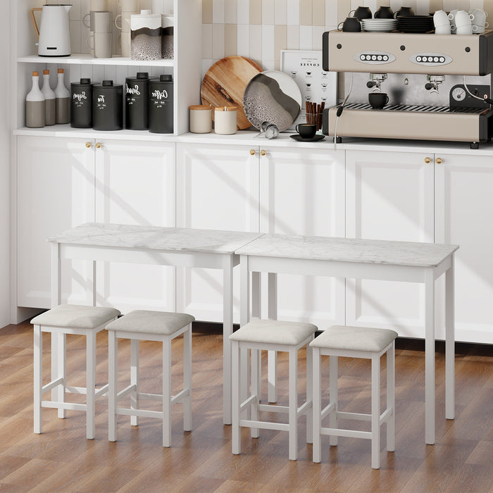 3 Pieces Pub Counter-Height Bar Table Set with Rubber Wood Legs-