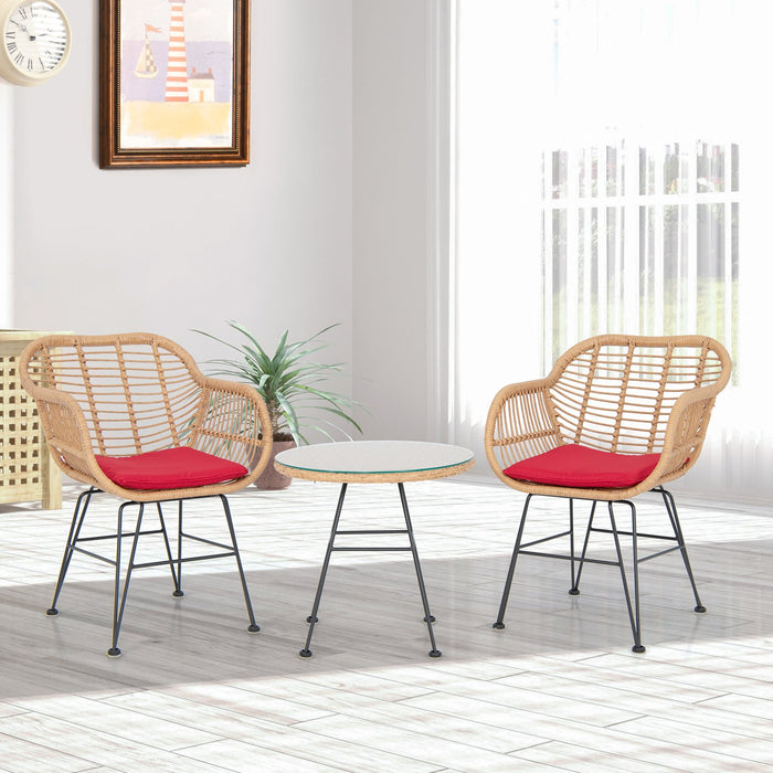 3 Pieces Patio Bistro Set with White Fabric Replacements-