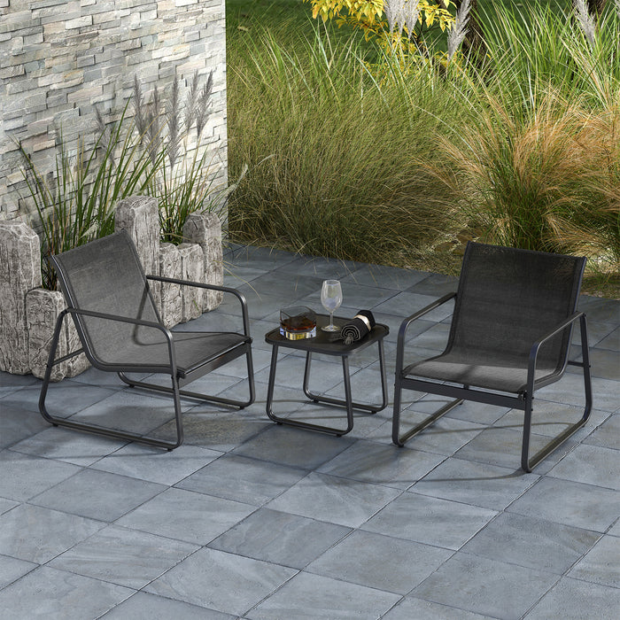 Patio Conversation Furniture Set - 3 Pieces with Breathable Fabric and Tempered Glass Tabletop - Ideal for Outdoor Living Spaces and Gatherings