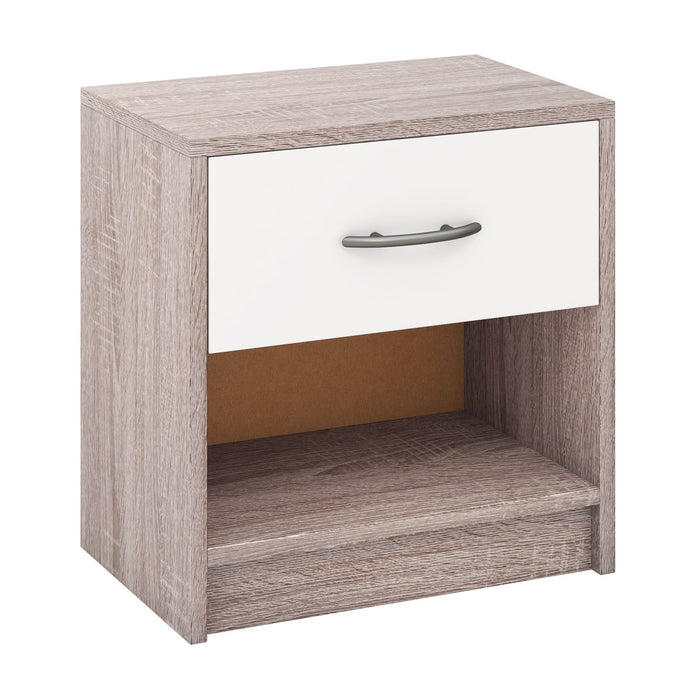 3-Tier Nightstand with Drawer and Open Storage Shelf for Small Spaces-White