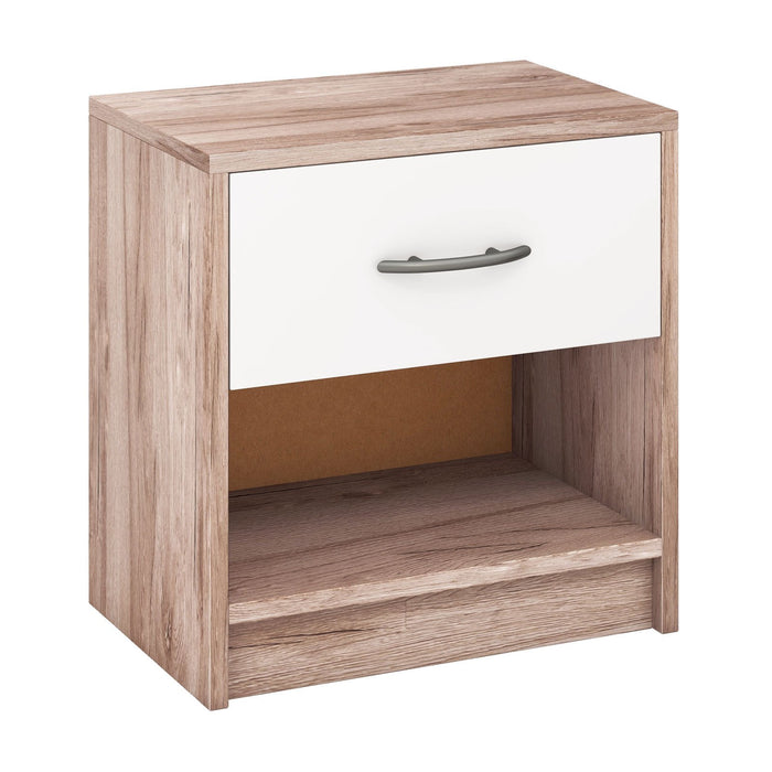 3-Tier Nightstand with Drawer and Open Storage Shelf for Small Spaces-White