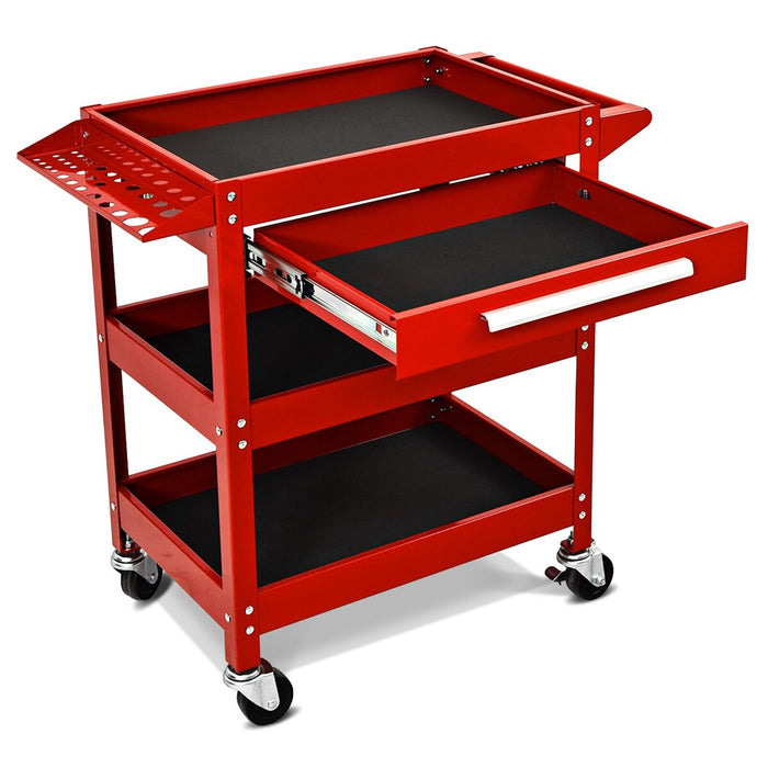 Utility Cart 3-Tray - Rolling Tool Organiser Trolley - Ideal for Workshop and Garage Storage Solutions