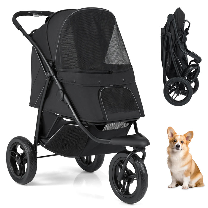 3-Wheel Pet Stroller for Small and Medium Dogs with All-Terrain Wheels-