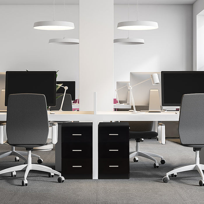 3-Drawer Wooden Dresser Cabinet Set of 2 with Anti-Toppling Device-Black