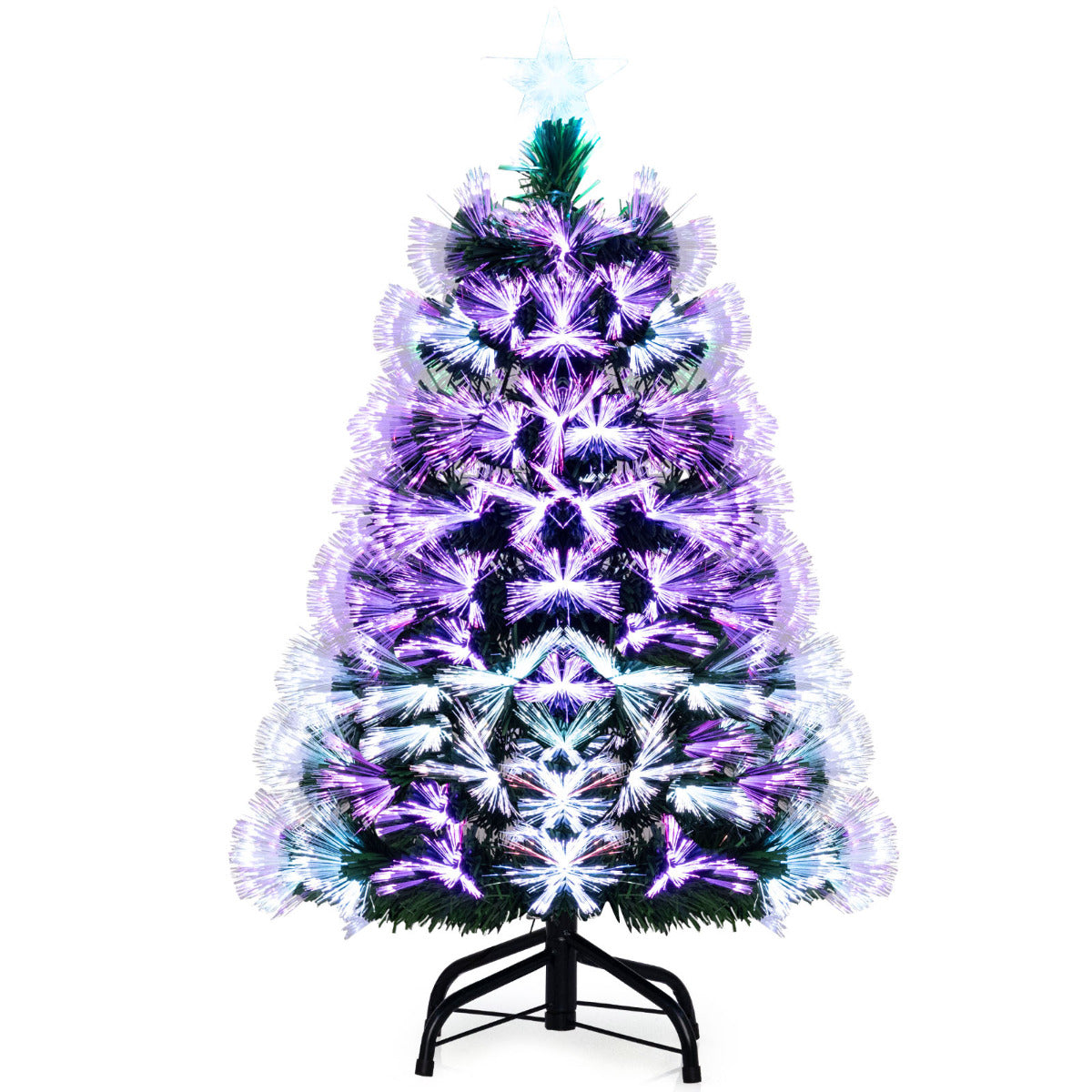 3 FT Fiber Optic Christmas Tree Artificial Pre-Lit Xmas Tree with 93 Branch Tips