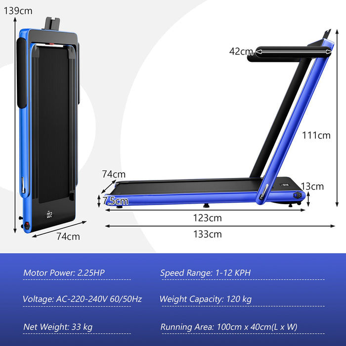 2.25 HP Foldable Treadmill 3 in 1 Walking Pad Under Desk Treadmill-