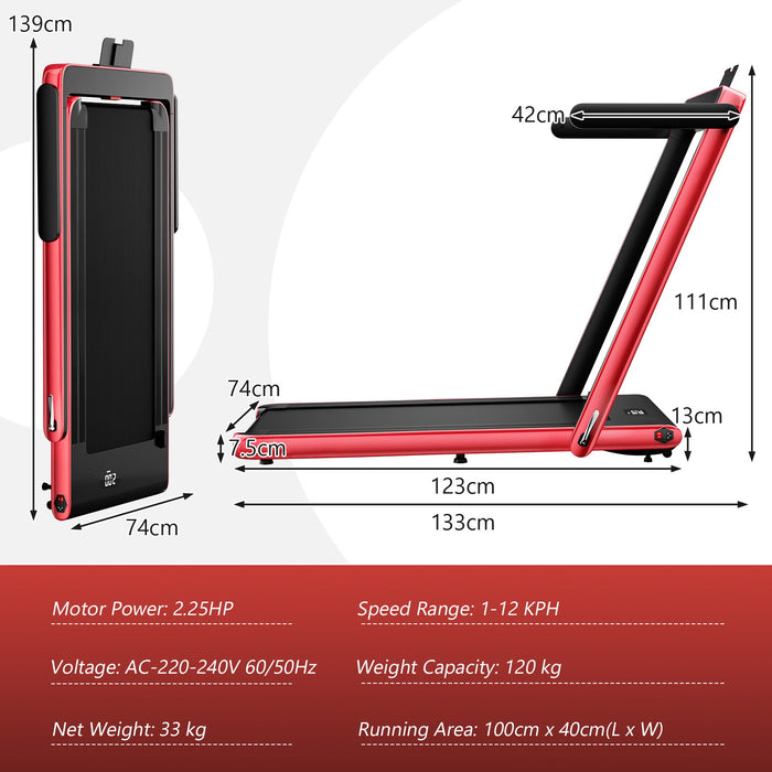 2.25 HP Foldable Treadmill 3 in 1 Walking Pad Under Desk Treadmill-