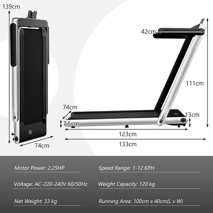 2.25 HP Foldable Treadmill 3 in 1 Walking Pad Under Desk Treadmill-