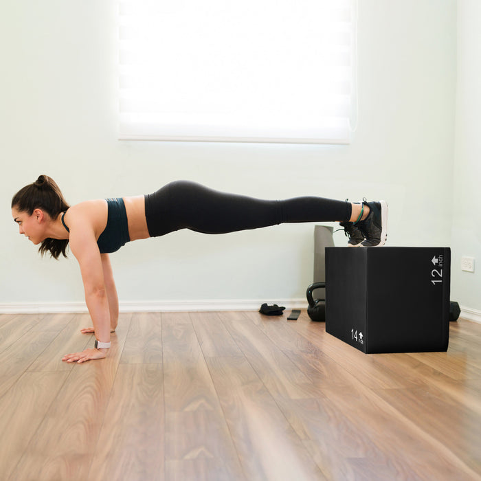 3 In 1 Box 3 In 1 Foam Plyometric Box with 3 Heights and Easy-to-Clean PU Cover-1 ...