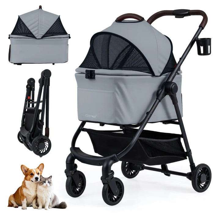 3-in-1 Pet Stroller One-hand Folding  Dog Stroller Car Seat-