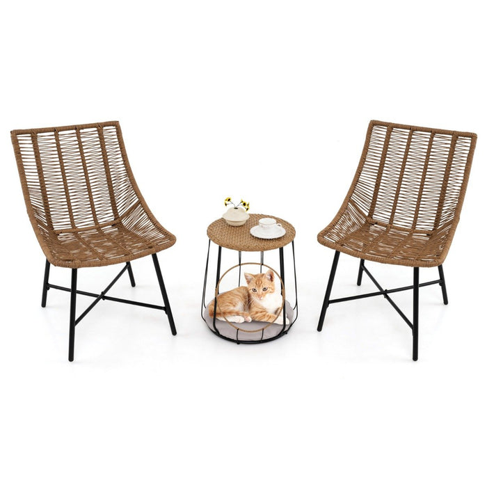 3 Piece Outdoor Furniture Set with Pet House-