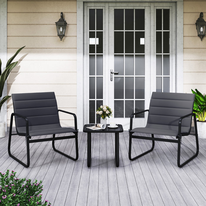 3 Piece Patio Bistro Set with Removable Cushions and Tempered Glass Tabletop-