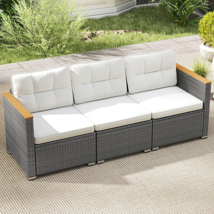 3-Seat Patio Couch Sofa with Deep Seating and Cushion-