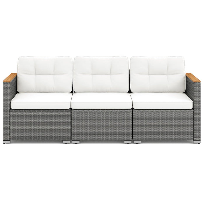 3-Seat Patio Couch Sofa with Deep Seating and Cushion-